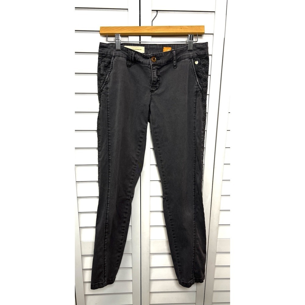Anthropologie Pilcro Hyphen Fit Embroidered Chino Pants Women's Size 26 Gray - Picture 2 of 15
